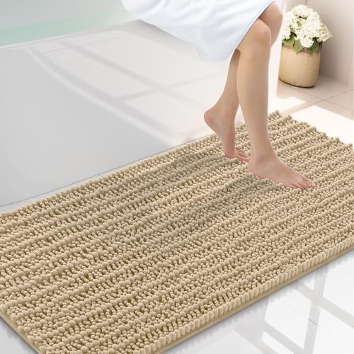 Smiry Bathroom Rugs 45X27, Extra Soft Rubber Backing Chenille Bath Mats