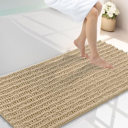 Smiry Bathroom Rugs 45X27, Extra Soft Rubber Backing Chenille Bath Mats