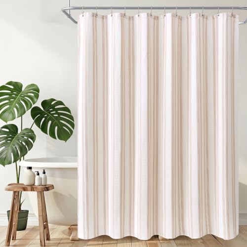 ORTIGIA 3 in 1 Waterproof Shower Curtain PEVA Liner Set 72x72 Inch,Tan