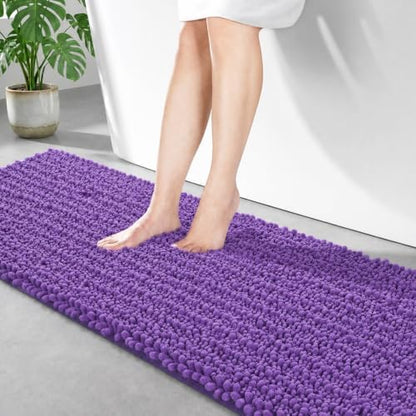 Disolla Purple Bathroom Runner Rug 24x55 Inch - Long Chenille Bath Mat, Extra Soft Shaggy Plush Absorbent Runner, Non-Slip Washable Rug for Tub, Bedside and Kitchen