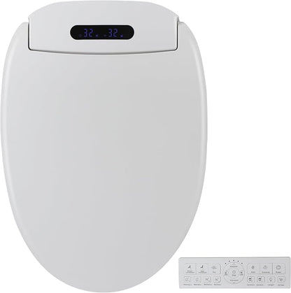 KERDE 08 Bidet Toilet Seat, White, Endless Warm Water, Rear and Front Wash, LED Light, Quiet Operation, Wireless Remote,1-click control Elongated,Bidets for Existing Toilets Smart