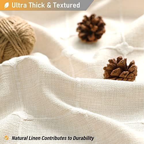 BTTN Long Boho Farmhouse Linen Cloth Shower Curtain Set, 72x84, Cream/Beige