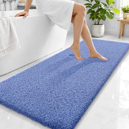 OLANLY Microfiber Bathroom Runner Rug 59x24, Soft Bath Mat, Cornflower Blue