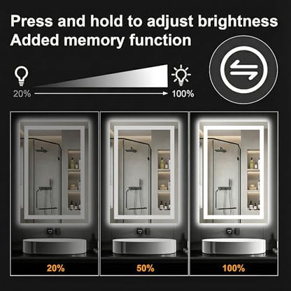 30x20 LED Bathroom Mirror with Lights, Lighted Vanity Mirror for Wall