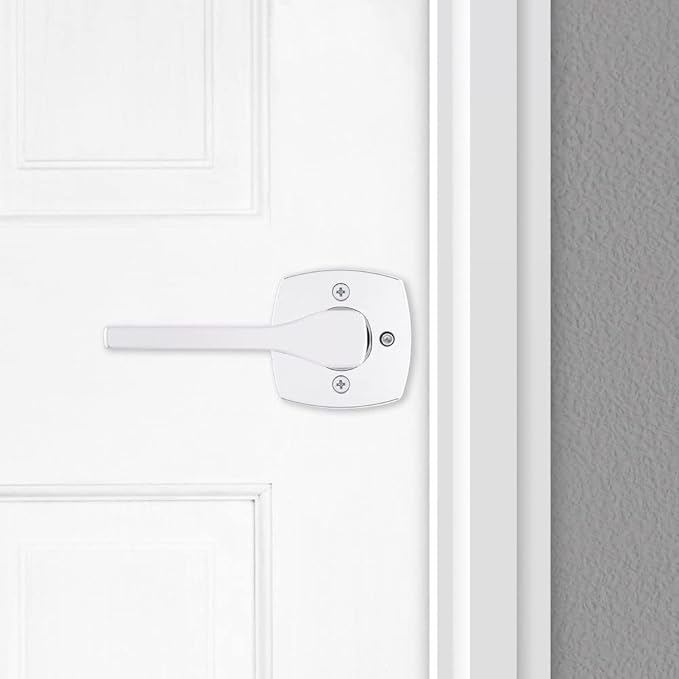 Kwikset Tripoli Lever Interior Privacy Door Handle with Lock, Door Lever for Bathroom and Bedroom, Polished Chrome Reversible Keyless Turn Lock (Pack of 10)