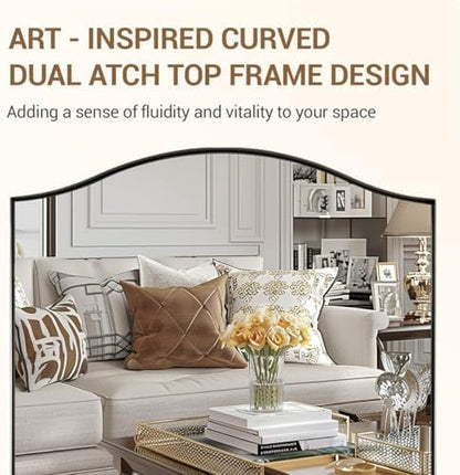 ANDY STAR Brushed Nickel Mirror, 24"x36" Silver Scalloped Wall Mirror for Bathroom, Curved Edge Design with SUS304 Stainless Steel Metal Frame, Ideal for Bathroom, Bedroom, Entryway