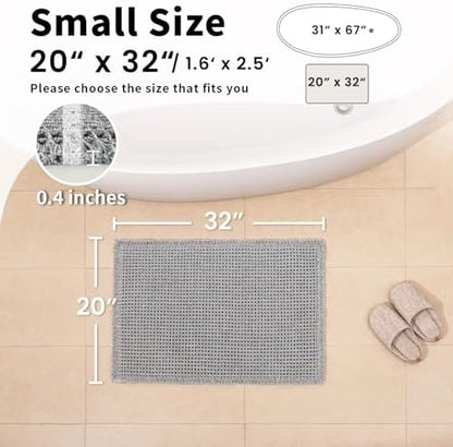 Waffle Bath Mat, Boho Bathroom Rugs Non Slip Washable, 20" x 32"