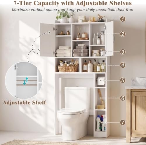 Farmhouse Over The Toilet Storage Cabinet with Barn Door, Reversible Side