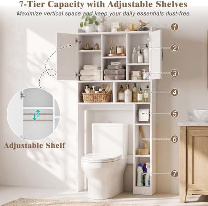 Farmhouse Over The Toilet Storage Cabinet with Barn Door, Reversible Side