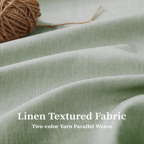 BTTN 60x72 Boho Scalloped Linen Textured Cloth Shower Curtain, Sage Green