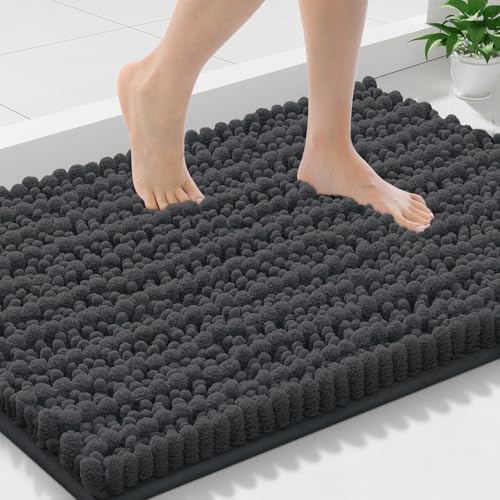 Smiry Bathroom Rugs 30X18, Extra Soft Rubber Backing Chenille Bath Mats