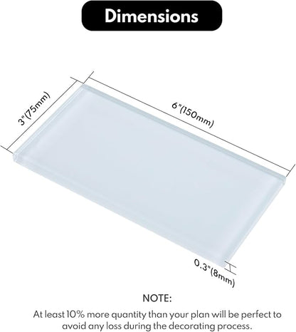 Ice Blue Glass Subway Tile, Light Blue Glass for Bathroom Kitchen Shower Backsplash Wall, 3 x 6 Inches, 4 Sq.Ft.