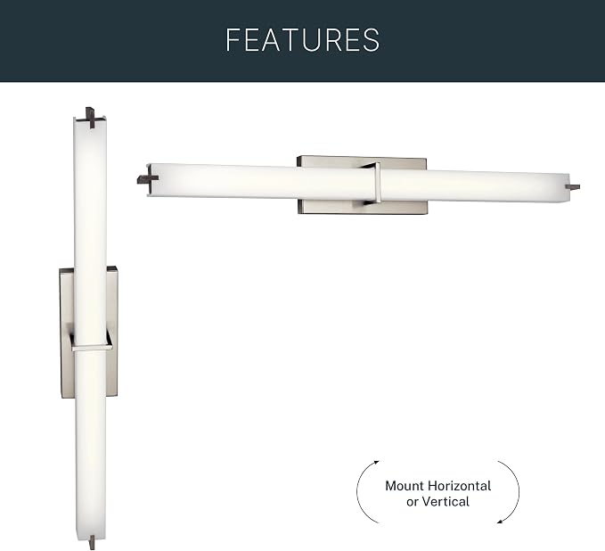 Kichler LED Linear Bath Light, Brushed Nickel | Integrated LED vanity light with white acrylic diffuser (37.5" x 4.75" x 4.5"), 11147NILED