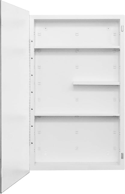 Fundin White Medicine Cabinet Recessed or Surface Mount, Bathroom Medicine Cabinet with 18 x 30 Beveled Mirror and Adjustable Staggered Shelves, Wall Mount