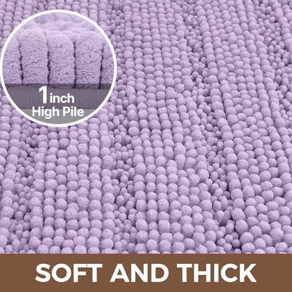 Bcoimo Bath Rug Mat,Chenille Extra Soft Lavender Long Bathroom Runner Rugs