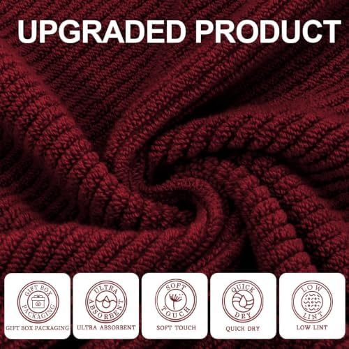 VOOVA & MOVAS 3PC Towel Set, 100% Cotton, Burgundy