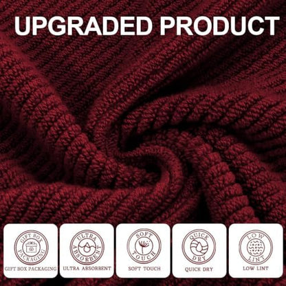 VOOVA & MOVAS 3PC Towel Set, 100% Cotton, Burgundy
