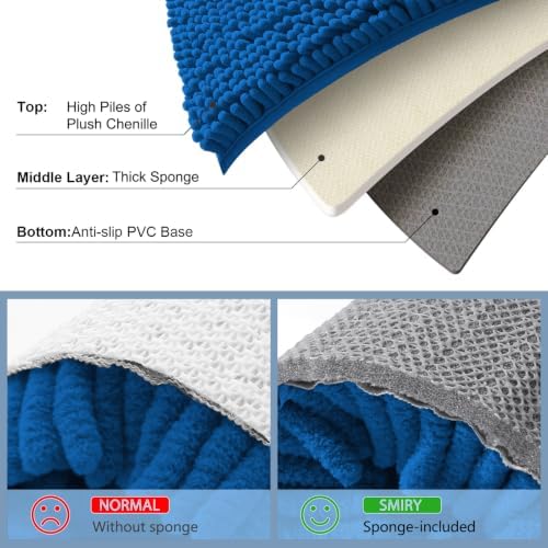 Smiry Bathroom Rugs 24X16, Luxury Chenille Extra Soft Absorbent Bath Mat