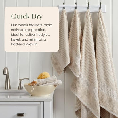 Springtree Home 100% Cotton Hand Towel Set | 6-Pack | Textured | Beige