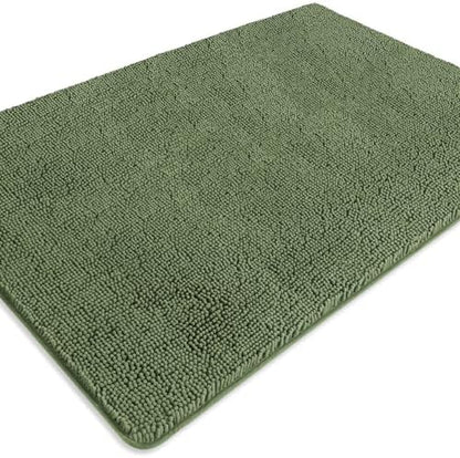 Bathroom Rugs 40 x 60 Inch – Extra Large Bath Mat | Absorbent and Washable Thick Chenille Bath Rugs Non-Slip Runner Rug for Bathroom, Shower, Tub(Loden Green)