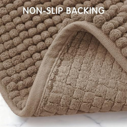 SUBRTEX Bathroom Rugs, 24" x 60" Chenille Bath Rug Soft Short Plush Bath Mat Soft Shower Mat Water Absorbent Shower Mat Quick Dry Machine Washable, Taupe Brown