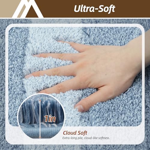 COSY HOMEER Bathroom Rugs 24x17,Ultra Soft Absorbent Bath Mat,Blue