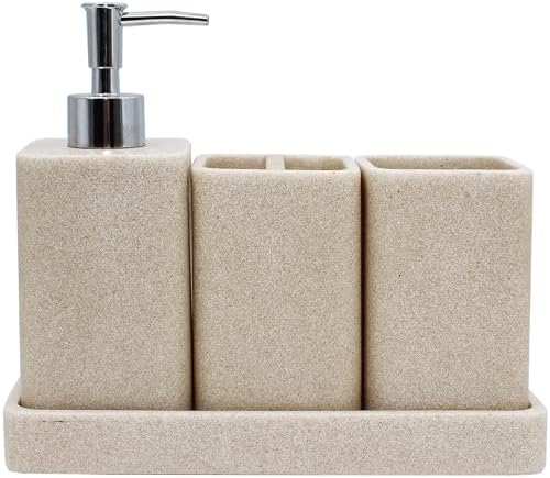 YMXYJM Bathroom Accessories Set, 4 Piece Toothbrush Holder Set - Sand Beige