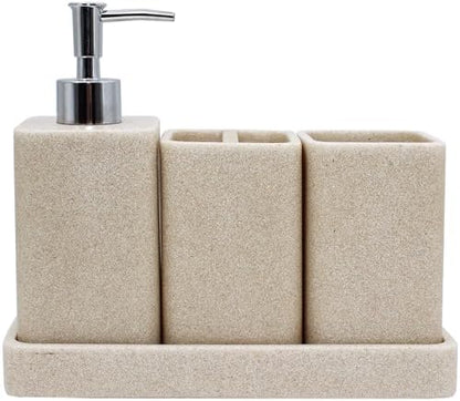 YMXYJM Bathroom Accessories Set, 4 Piece Toothbrush Holder Set - Sand Beige
