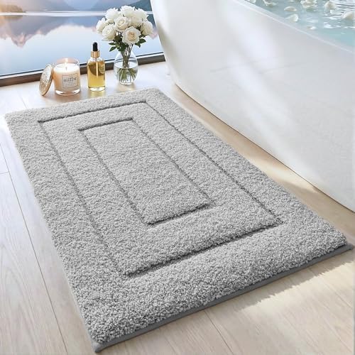 DEXI Bathroom Rugs 36x24, Non-Slip and Absorbent Bath Mat, Light Grey