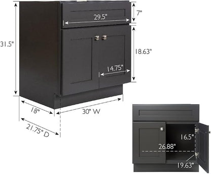 Design House Brookings Bathroom Vanity, 30", Urbane Bronze | Adjustable Hinges, Freestanding, Contemporary/Modern, Wood, Bath, 216002