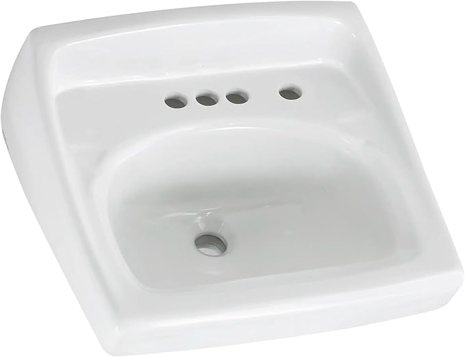 American Standard 0355.034.020 Lucerne Wall-Mount Lavatory Sink with 4-Inch Faucet Spacing and Extra Right Hand Hole, White