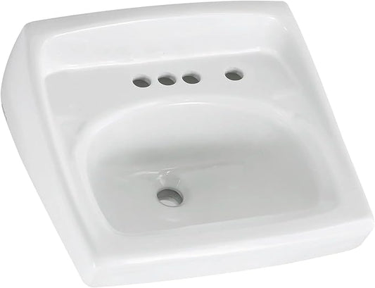 American Standard 0355.034.020 Lucerne Wall-Mount Lavatory Sink with 4-Inch Faucet Spacing and Extra Right Hand Hole, White