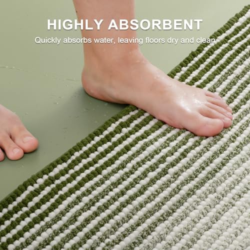 BSICPRO Bathroom Rugs Sets 2 Piece, 32"x20" + U-Shaped 24"x20", Sage