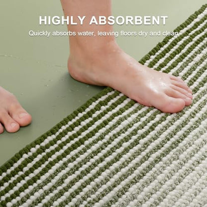 BSICPRO Bathroom Rugs Sets 2 Piece, 32"x20" + U-Shaped 24"x20", Sage