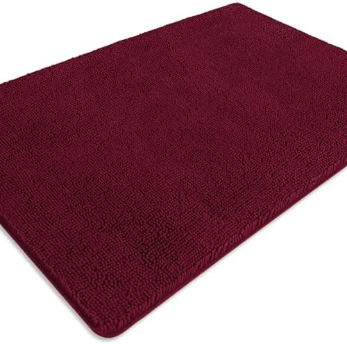 Bathroom Rugs 40 x 60 Inch – Extra Large Bath Mat | Absorbent and Washable Thick Chenille Bath Rugs Non-Slip Runner Rug for Bathroom, Shower, Tub(Vivid Burgundy)