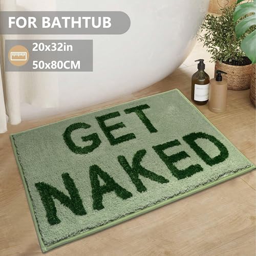 KOEXM Bathroom Rugs 20" x 32", Green Bath Mat Soft Absorbent Microfiber