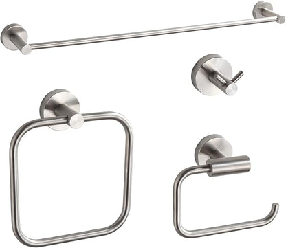 Bathroom Accessories Set 4 Piece Bathroom Hardware Set Stainless Steel 304 Brushed Nickel Bathroom Accessories Set Wall Mounted
