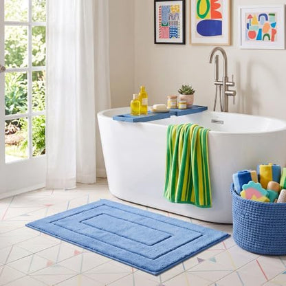 GRANNY SAYS Blue Bathroom Rug 24" x 36", Non-Slip Microfiber Bath Mat