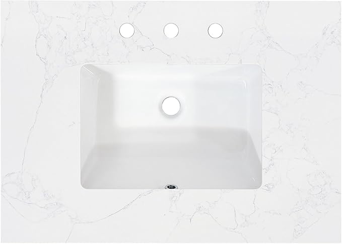 Ceres 31" Engineered Stone Vanity Top in Grain White with Single White Sink