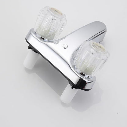 RV Two Handle Bathroom Sink Faucet with Clear Acrylic Knobs - 2-Handle (Chrome)