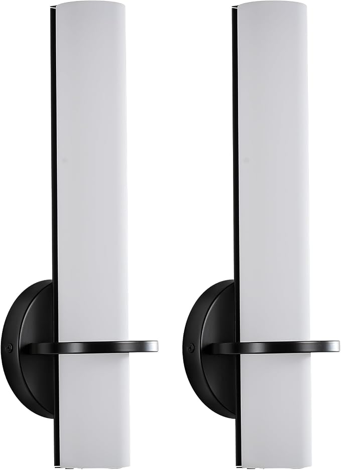 Black Wall Sconces Set of 2, 15-inch Bathroom Sconces 5CCT LED Dimmable Modern Wall Lights for Bedroom Living Room Hallway (Hardwired)