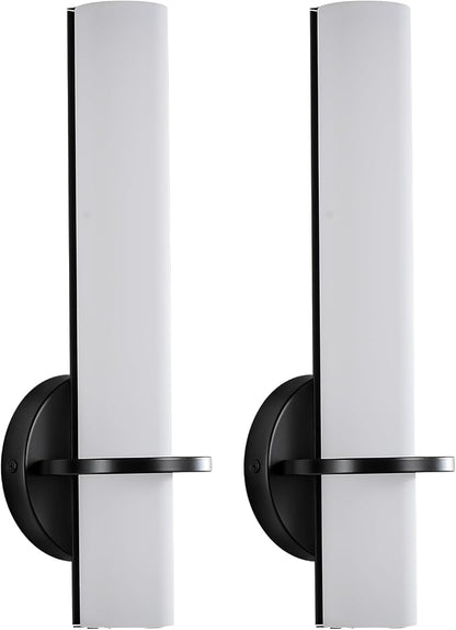 Black Wall Sconces Set of 2, 15-inch Bathroom Sconces 5CCT LED Dimmable Modern Wall Lights for Bedroom Living Room Hallway (Hardwired)