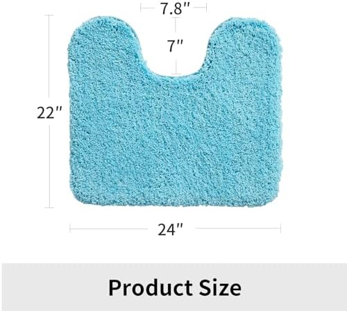 Disolla Toilet Mat 22x24 Sky Blue - Non Slip Fluffy U-Shaped Contour Rug, Ultra-Soft Plush Toilet Floor Mat, Absorbent & Machine Washable
