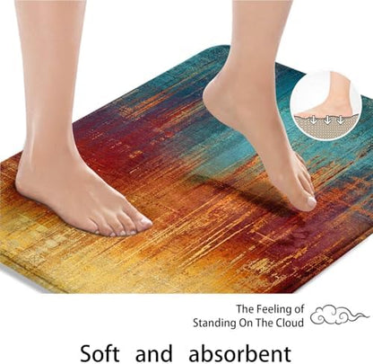 ArtSocket Bathroom Set, Shower Curtain and Bath Rugs Blue Orange