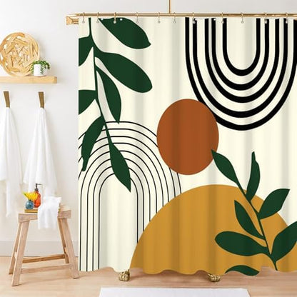 Boho Sun Shower Curtain with Hooks for Bathroom 72x78 Inch