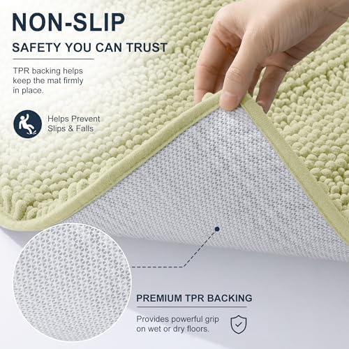 Smiry Thick Small Chenille Bathroom Rugs 24x16, Absorbent Bath Mat, Vanilla