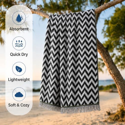 ecolook Chevron Beach and Bath Towels 2 Pack, Decorative Cotton