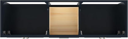 Langford 72-inch Midnight Blue Bathroom Vanity with Left & Right Rectangle Double Sinks, Pure White Quartz Countertop & Backsplash, Solid Wood Frame, Soft-Closing & Dovetail Drawers
