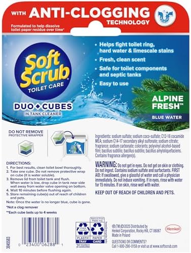 Soft Scrub In-Tank Toilet Cleaner Duo-Cubes, Alpine Fresh, 2 Count, 7-Pack