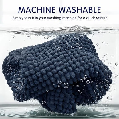 SUBRTEX Bathroom Rugs, 24" x 44" Chenille Bath Rug Soft Short Plush Bath Mat Soft Shower Mat Water Absorbent Shower Mat Quick Dry Machine Washable, Navy